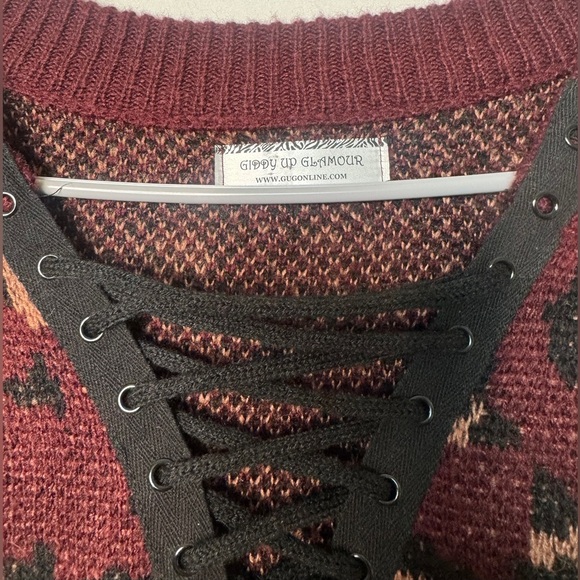 Burgundy Animal Print Sweater - Picture 3 of 5
